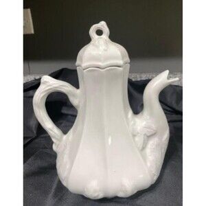 Ironstone White Teapot; Victorian Style Teapot; Red Cliff Ironstone Coffee Pot